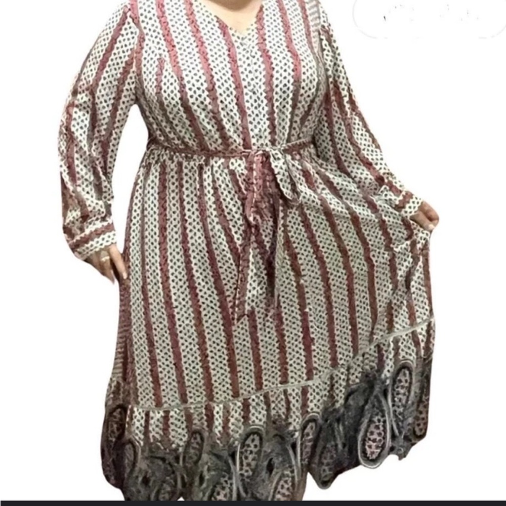Lane Bryant- Women’s Plus Size Button Front Pink and White Long Sleeve Dress 22W - Picture 13 of 13